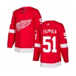 Men's Red Wings #51 Valtteri Filppula Red Home Authentic Stitched Hockey Jersey