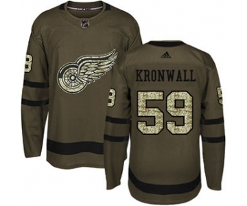 Men's Red Wings #59 Niklas Kronwall Green Salute to Service Stitched Hockey Jersey