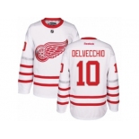 Men's Reebok Detroit Red Wings #10 Alex Delvecchio Authentic White 2017 Centennial Classic NHL Jersey