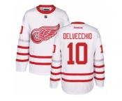 Men's Reebok Detroit Red Wings #10 Alex Delvecchio Authentic White 2017 Centennial Classic NHL Jersey