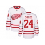 Men's Reebok Detroit Red Wings #24 Chris Chelios Authentic White 2017 Centennial Classic NHL Jersey