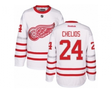 Men's Reebok Detroit Red Wings #24 Chris Chelios Authentic White 2017 Centennial Classic NHL Jersey