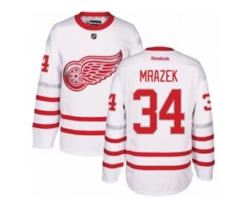 Men's Reebok Detroit Red Wings #34 Petr Mrazek Authentic White 2017 Centennial Classic NHL Jersey