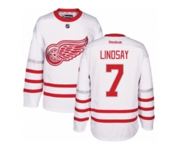 Men's Reebok Detroit Red Wings #7 Ted Lindsay Authentic White 2017 Centennial Classic NHL Jersey