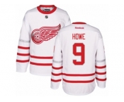 Men's Reebok Detroit Red Wings #9 Gordie Howe Authentic White 2017 Centennial Classic NHL Jersey