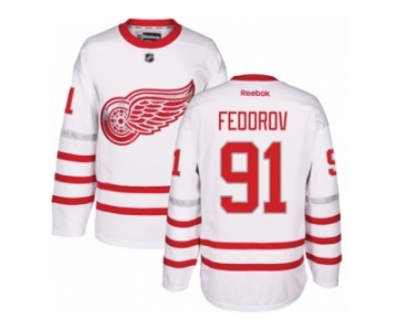 Men's Reebok Detroit Red Wings #91 Sergei Fedorov Authentic White 2017 Centennial Classic NHL Jersey