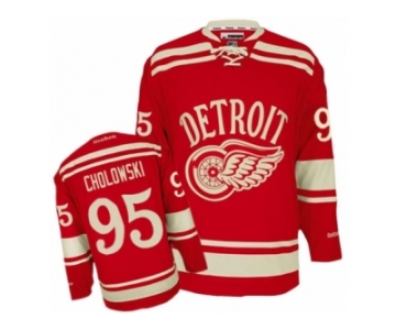 Men's Reebok Detroit Red Wings #95 Dennis Cholowski Authentic Red 2014 Winter Classic NHL Jersey