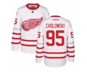 Men's Reebok Detroit Red Wings #95 Dennis Cholowski Authentic White 2017 Centennial Classic NHL Jersey