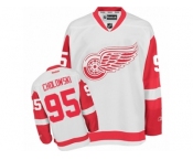 Men's Reebok Detroit Red Wings #95 Dennis Cholowski Authentic White Away NHL Jersey