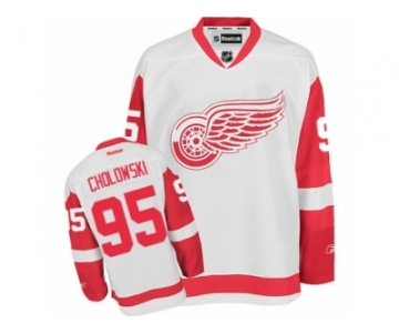 Men's Reebok Detroit Red Wings #95 Dennis Cholowski Authentic White Away NHL Jersey