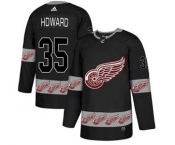 Red Wings #35 Jimmy Howard Black Team Logo Fashion Stitched Hockey Jersey