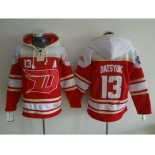 nhl jerseys detroit red wings #13 datsyuk red-cream[pullover hooded sweatshirt patch A][stadium]