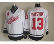 nhl jerseys detroit red wings #13 pavel datsyuk black-white