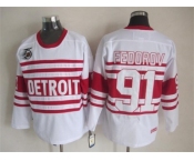 nhl jerseys detroit red wings #91 fedorov white[m&n 75th]