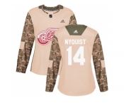 Women Adidas Detroit Red Wings #14 Gustav Nyquist Camo Authentic 2017 Veterans Day Stitched NHL Jersey