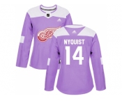 Women Adidas Detroit Red Wings #14 Gustav Nyquist Purple Authentic Fights Cancer Stitched NHL Jersey