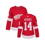 Women Adidas Detroit Red Wings #14 Gustav Nyquist Red Home Authentic Stitched NHL Jersey