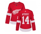 Women Adidas Detroit Red Wings #14 Gustav Nyquist Red Home Authentic Stitched NHL Jersey