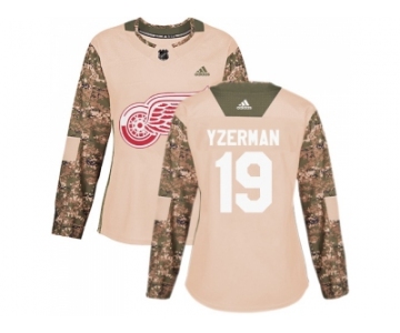 Women Adidas Detroit Red Wings #19 Steve Yzerman Camo Authentic 2017 Veterans Day Stitched NHL Jersey