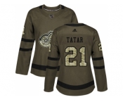 Women Adidas Detroit Red Wings #21 Tomas Tatar Green Salute to Service Stitched NHL Jersey