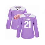 Women Adidas Detroit Red Wings #21 Tomas Tatar Purple Authentic Fights Cancer Stitched NHL Jersey