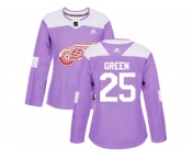 Women Adidas Detroit Red Wings #25 Mike Green Purple Authentic Fights Cancer Stitched NHL Jersey