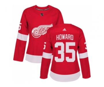 Women Adidas Detroit Red Wings #35 Jimmy Howard Red Home Authentic Stitched NHL Jersey