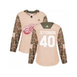 Women Adidas Detroit Red Wings #40 Henrik Zetterberg Camo Authentic 2017 Veterans Day Stitched NHL Jersey