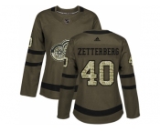 Women Adidas Detroit Red Wings #40 Henrik Zetterberg Green Salute to Service Stitched NHL Jersey