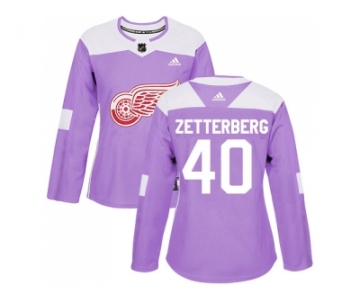 Women Adidas Detroit Red Wings #40 Henrik Zetterberg Purple Authentic Fights Cancer Stitched NHL Jersey