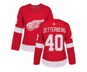 Women Adidas Detroit Red Wings #40 Henrik Zetterberg Red Home Authentic Stitched NHL Jersey