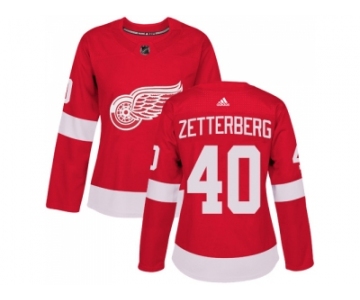 Women Adidas Detroit Red Wings #40 Henrik Zetterberg Red Home Authentic Stitched NHL Jersey