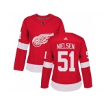 Women Adidas Detroit Red Wings #51 Frans Nielsen Red Home Authentic Stitched NHL Jersey