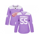 Women Adidas Detroit Red Wings #55 Niklas Kronwall Purple Authentic Fights Cancer Stitched NHL Jersey