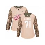 Women Adidas Detroit Red Wings #71 Dylan Larkin Camo Authentic 2017 Veterans Day Stitched NHL Jersey