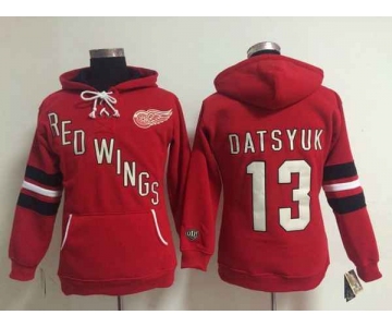 women nhl jerseys detroit red wings #13 datsyuk red[pullover hooded sweatshirt]