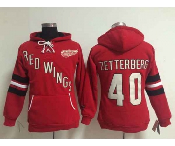 women nhl jerseys detroit red wings #40 zetterberg red[pullover hooded sweatshirt]