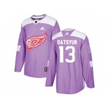 Youth Adidas Detroit Red Wings #13 Pavel Datsyuk Purple Authentic Fights Cancer Stitched NHL Jersey