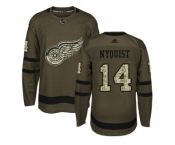 Youth Adidas Detroit Red Wings #14 Gustav Nyquist Green Salute to Service Stitched NHL Jersey