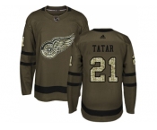 Youth Adidas Detroit Red Wings #21 Tomas Tatar Green Salute to Service Stitched NHL Jersey