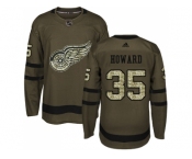 Youth Adidas Detroit Red Wings #35 Jimmy Howard Green Salute to Service Stitched NHL Jersey