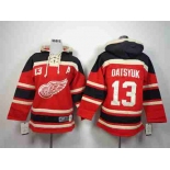 youth nhl jerseys detroit red wings #13 datsyuk black-red[pullover hooded sweatshirt patch A]