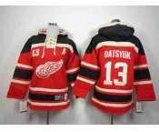 youth nhl jerseys detroit red wings #13 datsyuk black-red[pullover hooded sweatshirt patch A]