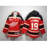 youth nhl jerseys detroit red wings #19 yzerman black-red[pullover hooded sweatshirt patch C]