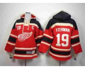 youth nhl jerseys detroit red wings #19 yzerman black-red[pullover hooded sweatshirt patch C]