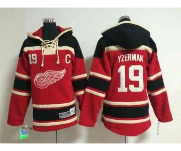 youth nhl jerseys detroit red wings #19 yzerman red[pullover hooded sweatshirt patch C]