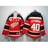 youth nhl jerseys detroit red wings #40 zetterberg black-red[pullover hooded sweatshirt patch C]