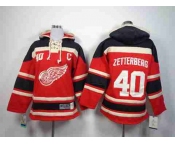 youth nhl jerseys detroit red wings #40 zetterberg black-red[pullover hooded sweatshirt patch C]