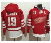 Detroit Red Wings #19 Steve Yzerman Red Name & Number Pullover NHL Hoodie