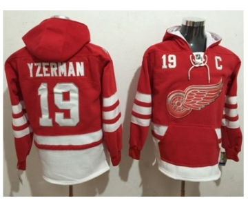 Detroit Red Wings #19 Steve Yzerman Red Name & Number Pullover NHL Hoodie